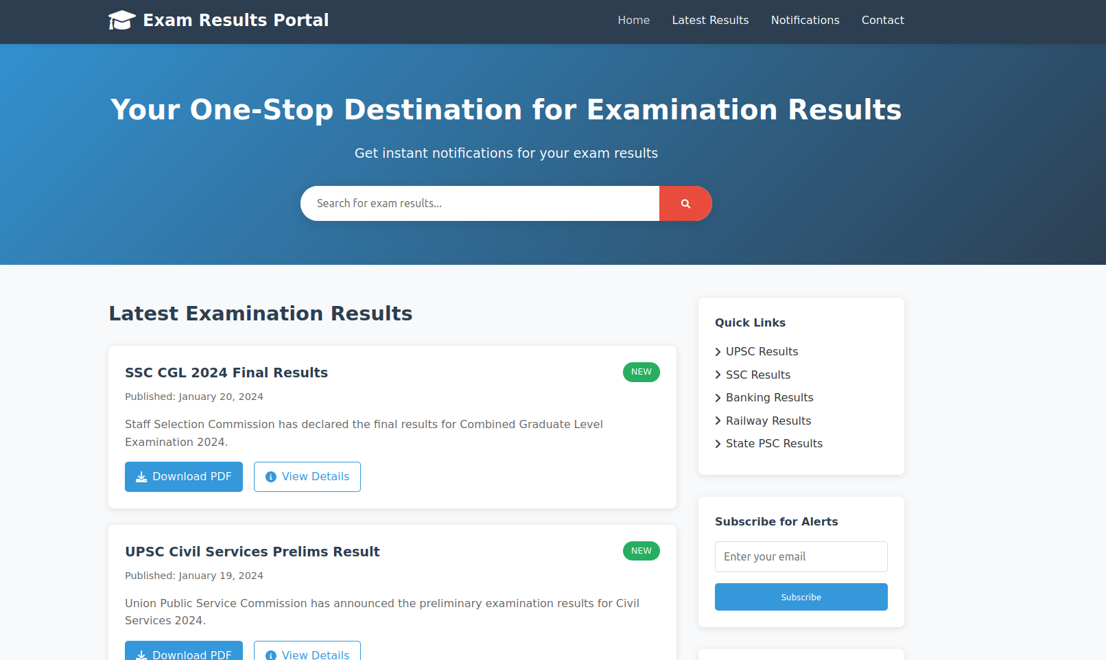 Exam Results Portal preview