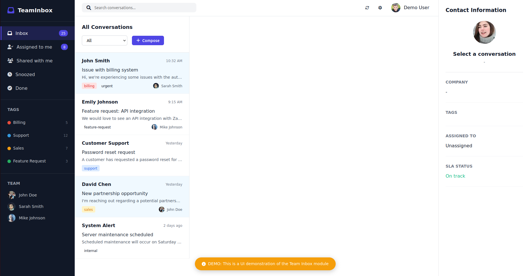 Team Inbox CRM Module preview